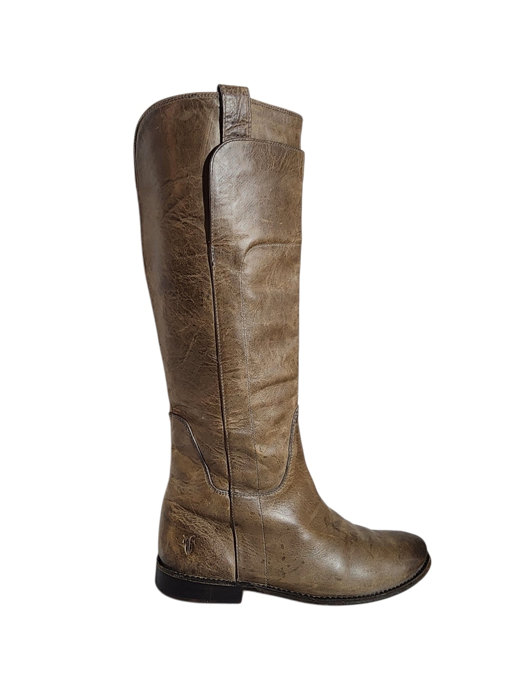 Frye Paige Taupe Leather Tall Riding Boots Size 8 Distressed